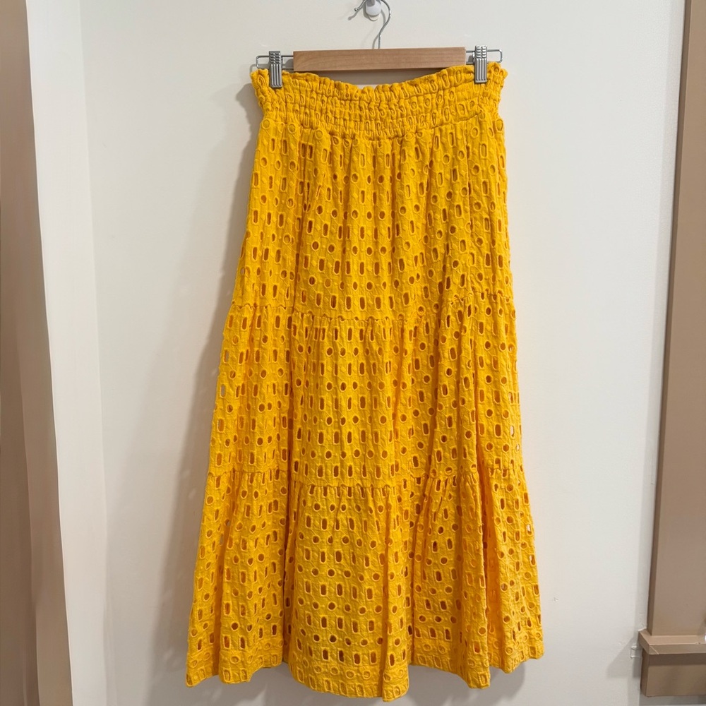 Anthropologie The Somerset Maxi Skirt Eyelet Eyelet Edition Lined Mango